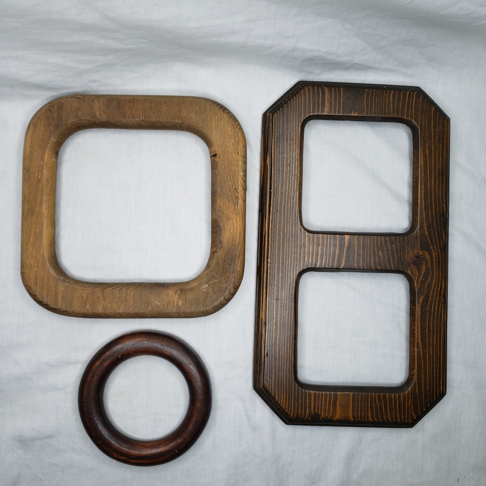 Three Vintage Brown Wood Picture Frames